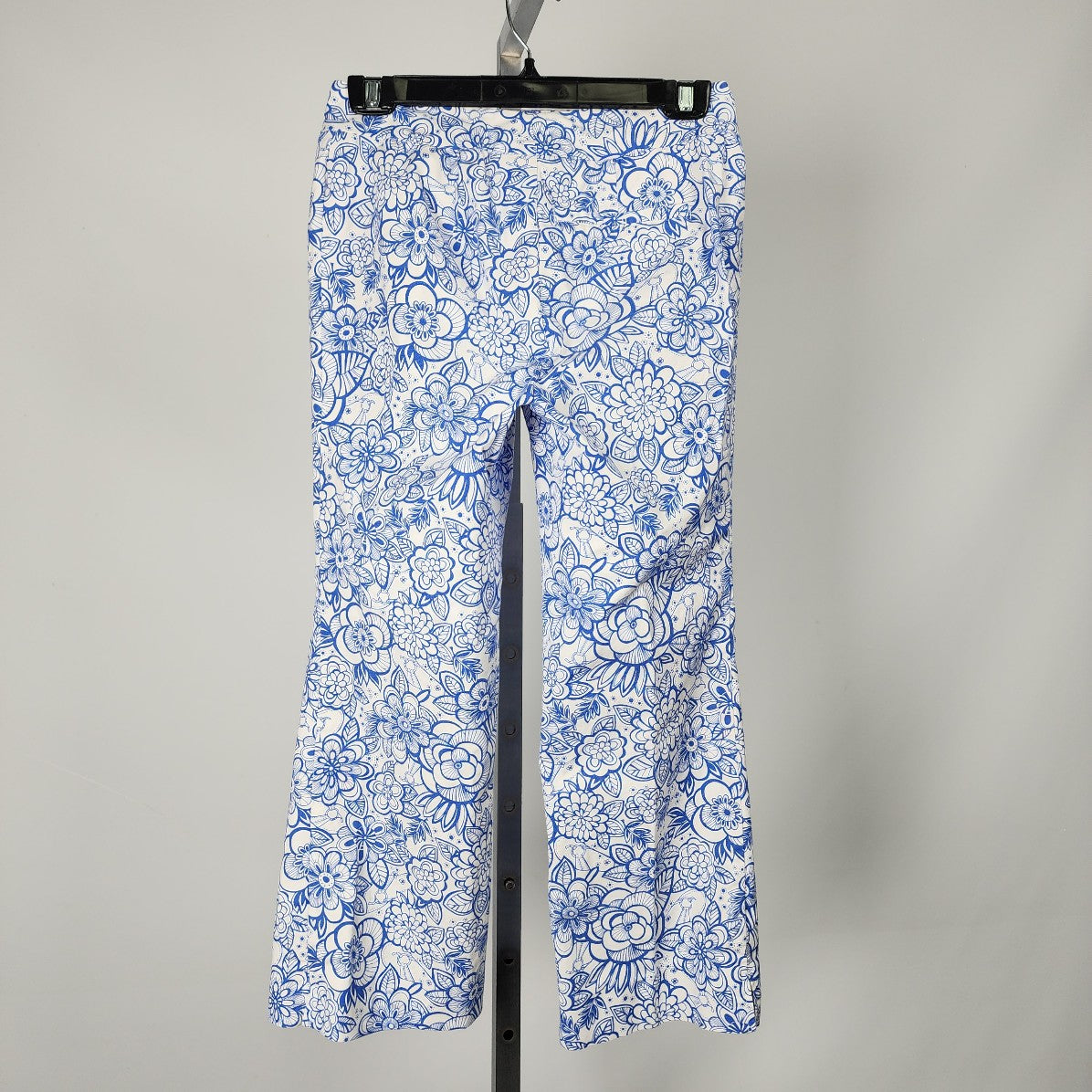 Lilly Pulitzer Blue Floral Cotton Cropped Pants Size S