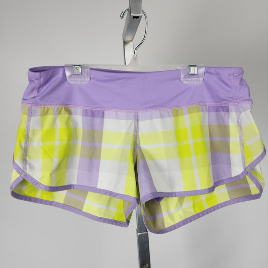 Lululemon Speed Short Foxy Plaid Purple Lime Check Active Shorts Size 6