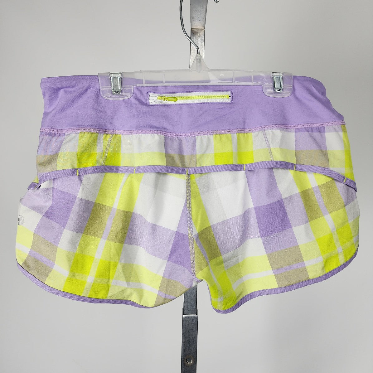 Lululemon Speed Short Foxy Plaid Purple Lime Check Active Shorts Size 6