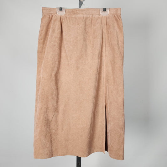 Vintage Ultra Suede Mocha Midi Skirt Size L
