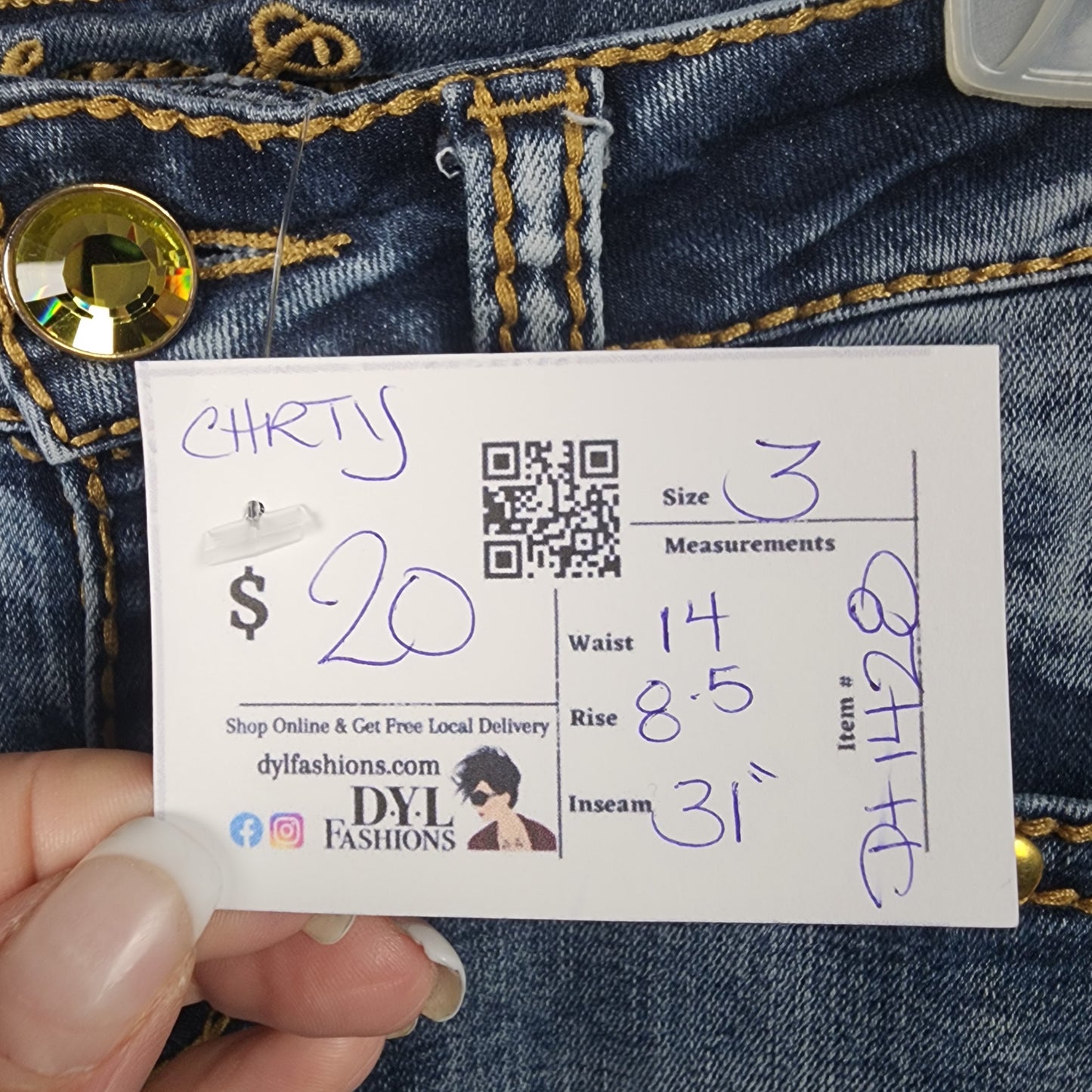 Sexy Couture Gold Studded Denim Slim Leg Jeans Size 3