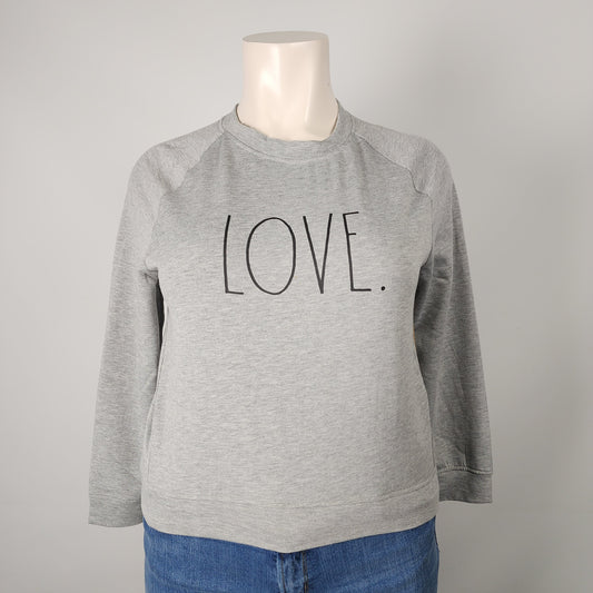 Rae Dunn Grey Love Sweatshirt Size XL