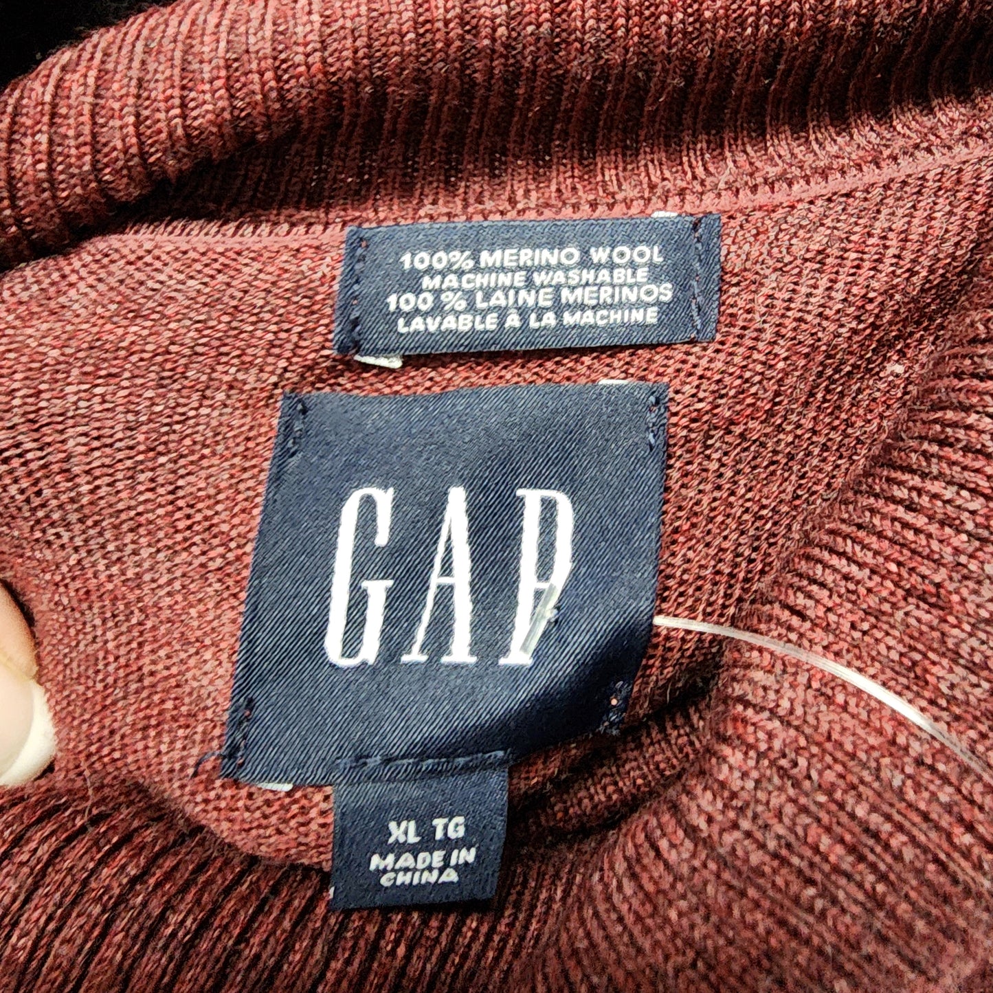 Gap Burgundy Merino Wool Turtle Neck Sweater Size XL