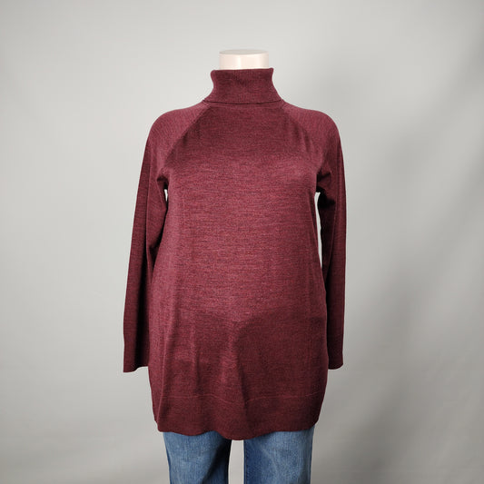 Gap Burgundy Merino Wool Turtle Neck Sweater Size XL
