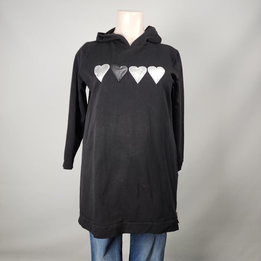 Tricotto Black Cotton Heart Detail Hooded Sweatshirt Size XXL