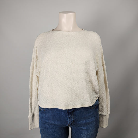 Anthropologie Cream Knit Cotton Sweater Size XL