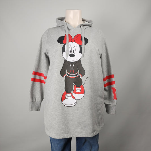 Disney Minnie Mouse Grey Hooded Sweatshirt Size XL