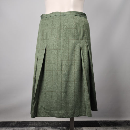 Vintage Renee Green Pleated Midi Skirt Size XL
