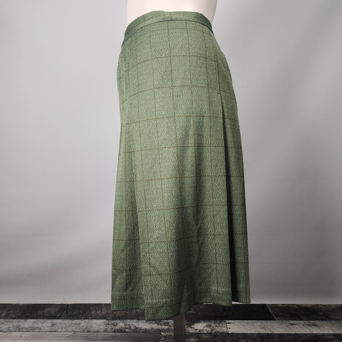 Vintage Renee Green Pleated Midi Skirt Size XL