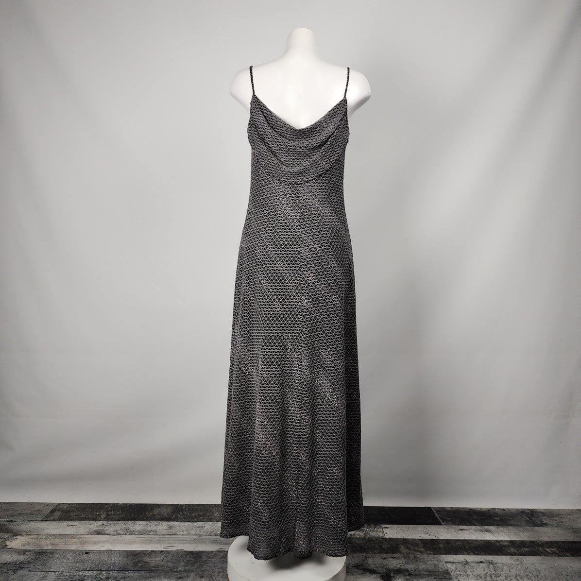 Black & Silver Long Gown Dress Size M