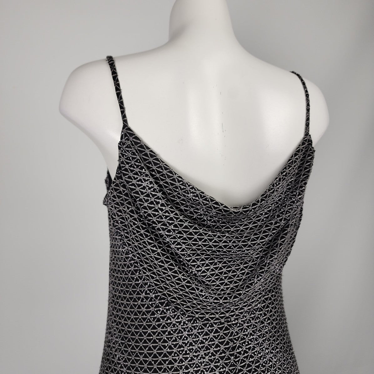 Black & Silver Long Gown Dress Size M