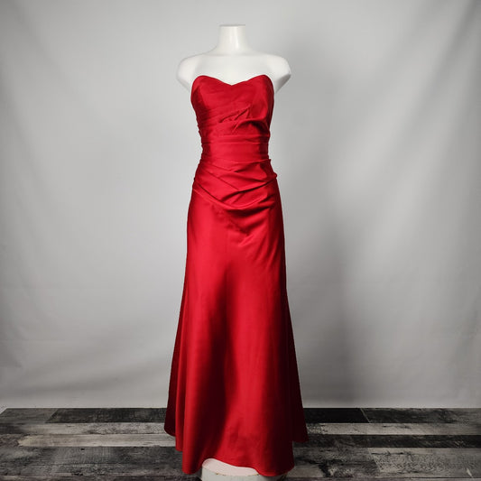 Alfred Angelo Red Satin Strapless Gown Size 12