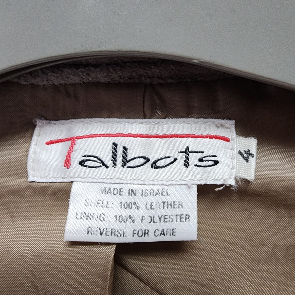 Vintage Talbots Taupe Leather Open Front Jacket Size S