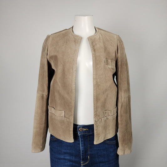 Vintage Talbots Taupe Leather Open Front Jacket Size S