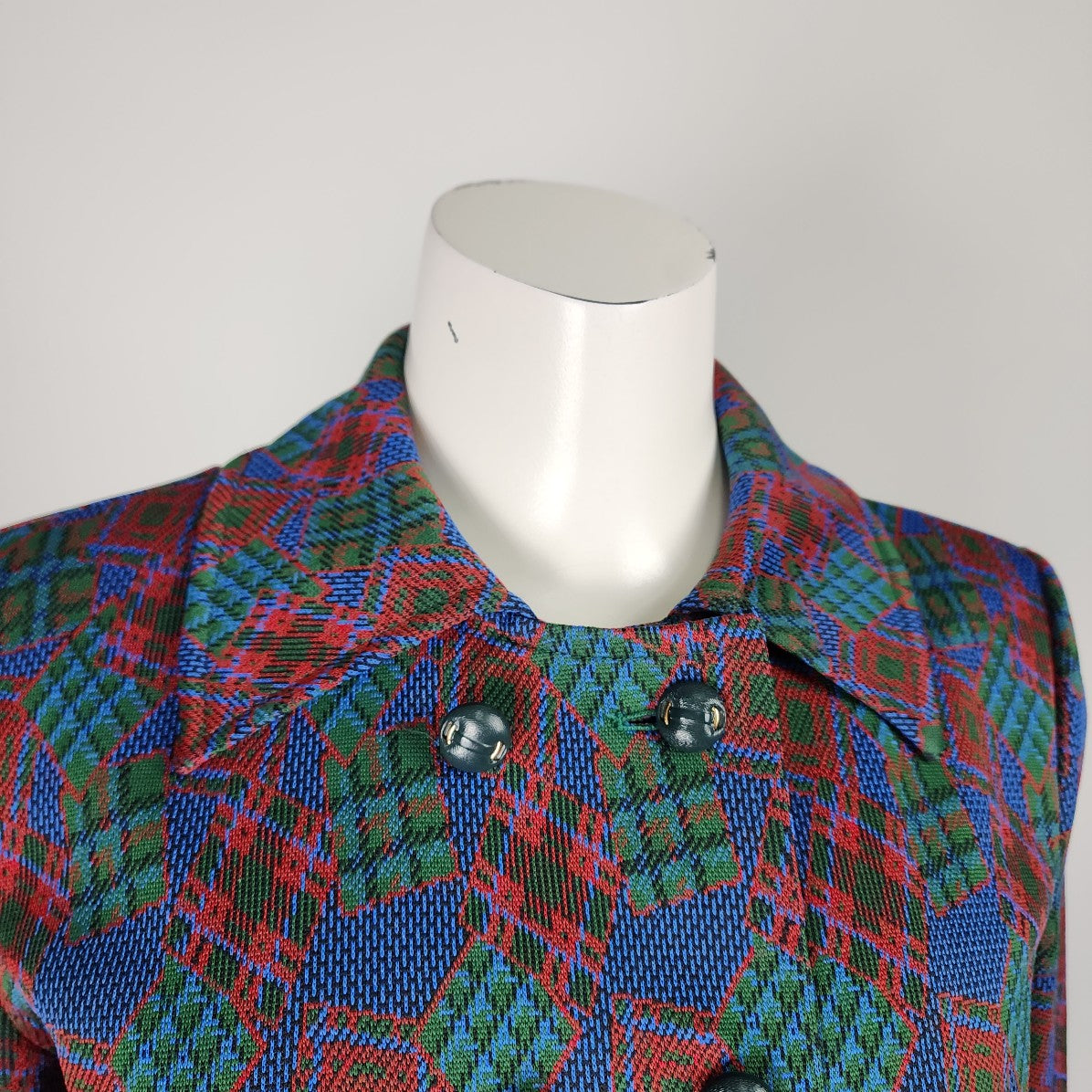 Vintage Tricot D'or Blue & Pink Button Up Blazer Jacket Size S/M