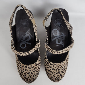 OTBT Animal Print Leather Calf Hair Wedge Heel Shoes Size 7.5