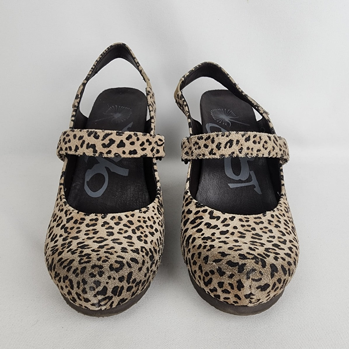 OTBT Animal Print Leather Calf Hair Wedge Heel Shoes Size 7.5