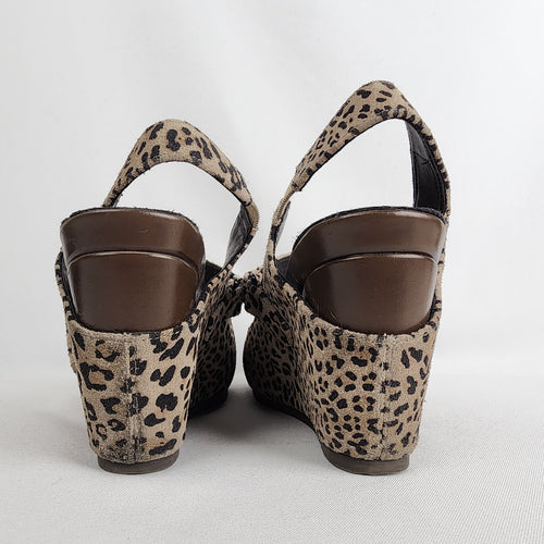OTBT Animal Print Leather Calf Hair Wedge Heel Shoes Size 7.5