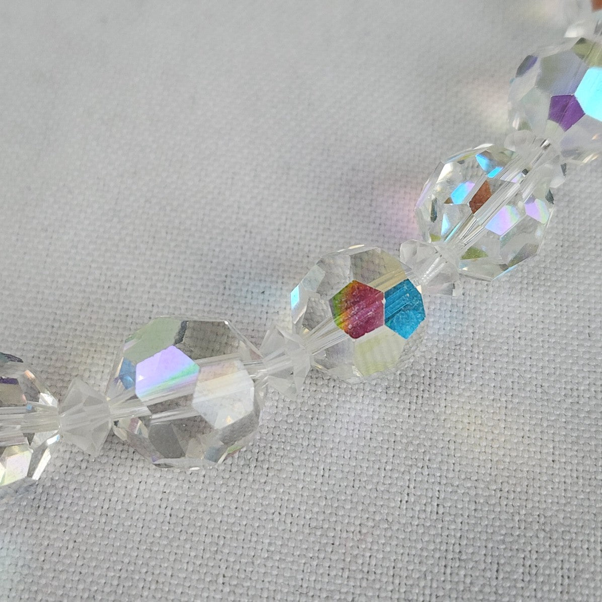 Vintage Aurora Borealis Glass Beaded Choker Necklace