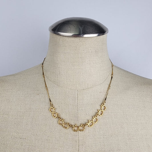 Vintage Gold Tone Apple Chain Link Necklace
