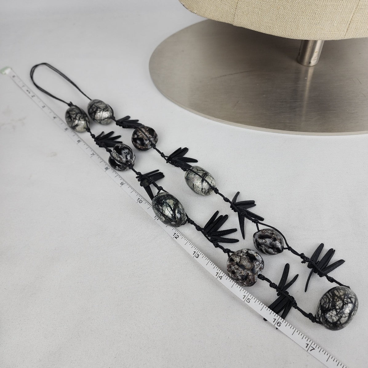 Beaded Tropical Black Long Necklace