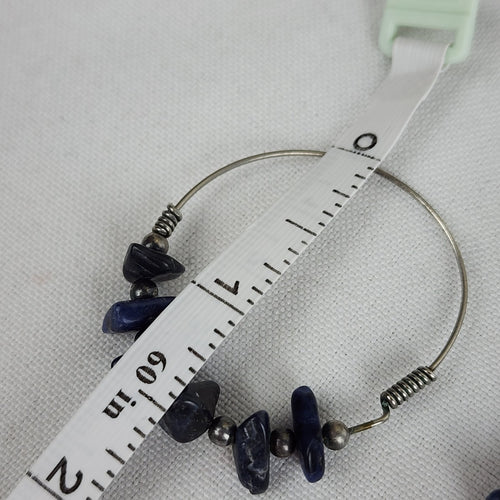 Blue Natural Stone Hoop Earrings