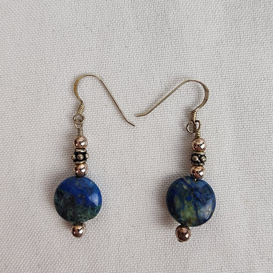 925 Sterling Silver Blue Natural Stone Drop Earrings