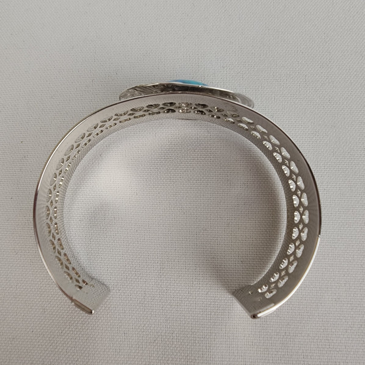 Vintage Silver Tone Faux Turquoise Cuff Bracelet