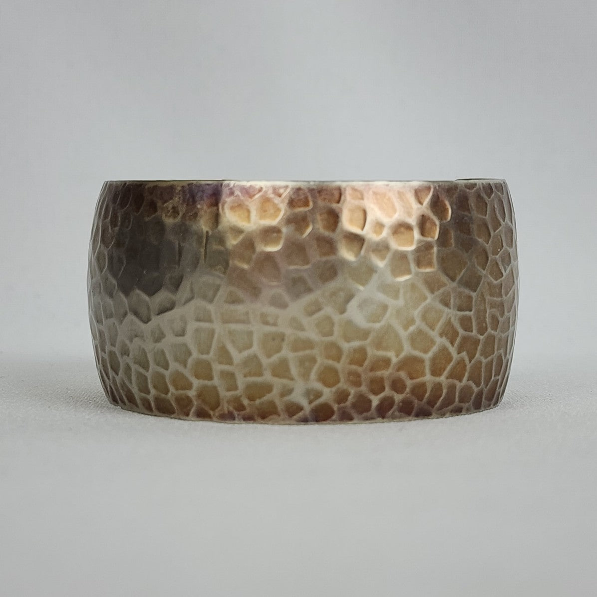 Brown & Silver Hammered Cuff Bracelet