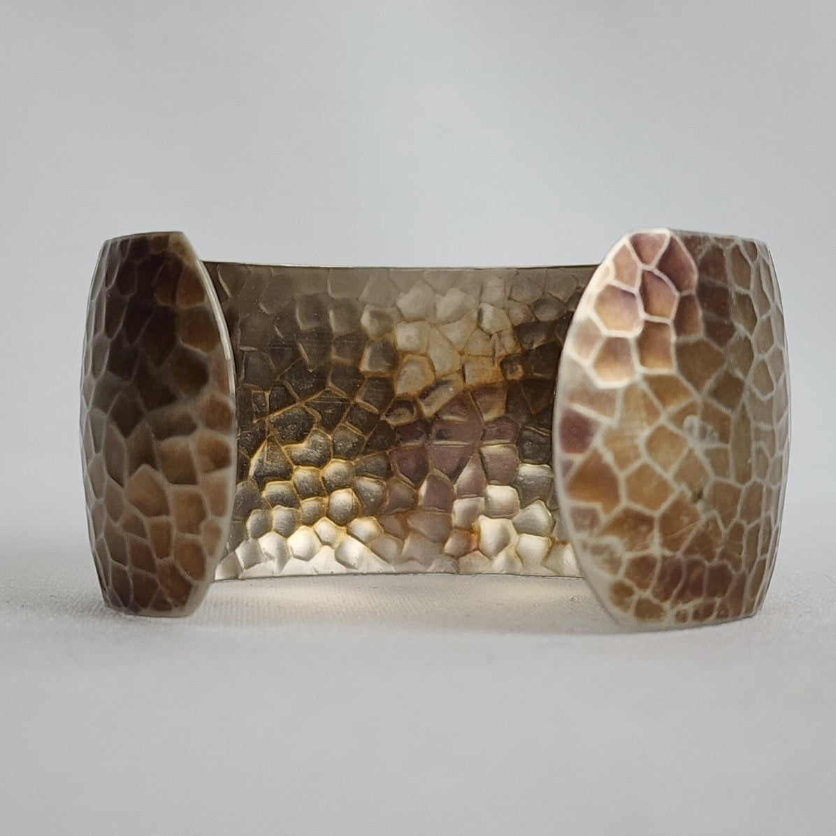 Brown & Silver Hammered Cuff Bracelet