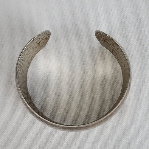 Brown & Silver Hammered Cuff Bracelet