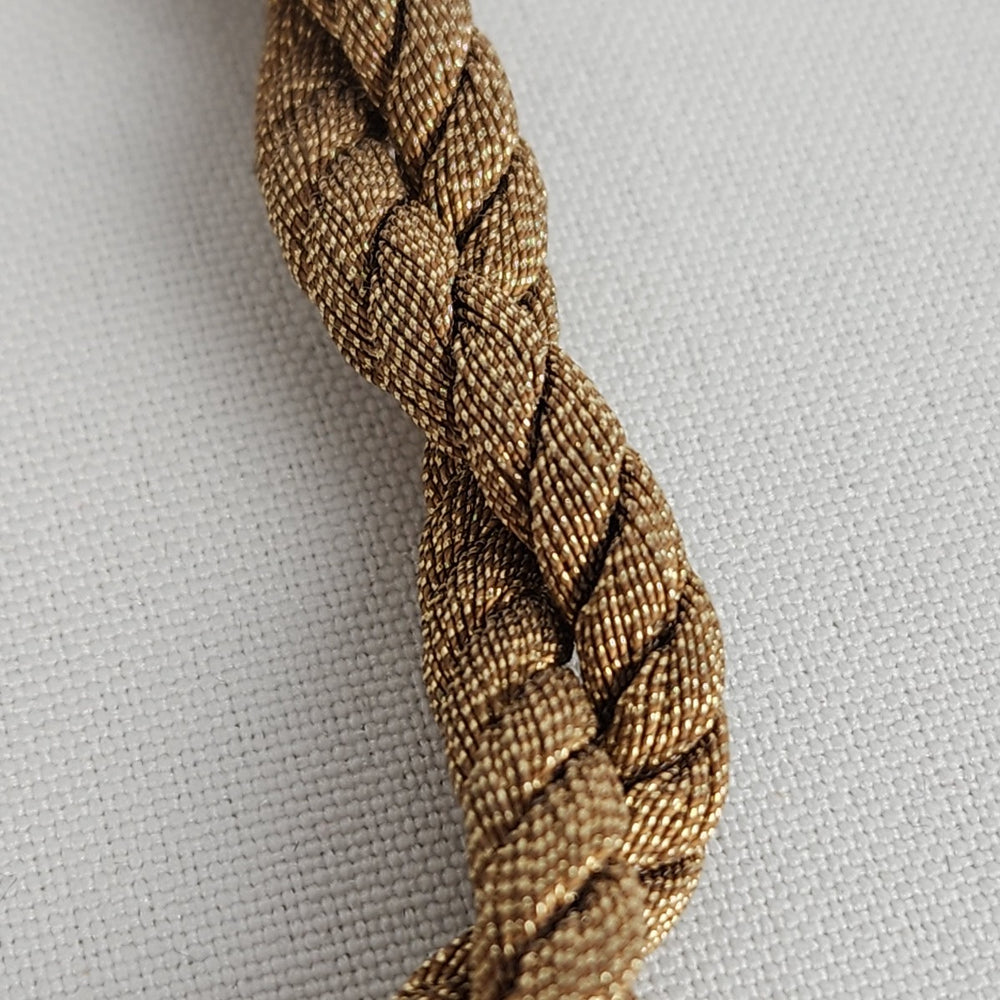 Vintage Bronze Medallion Twisted Gold Cord Statement Necklace