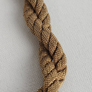 Vintage Bronze Medallion Twisted Gold Cord Statement Necklace