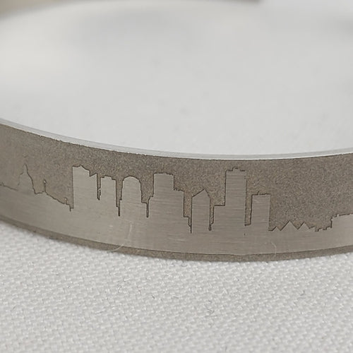 eLiasz and eLLa Silver Tone City Skyline Skinny Cuff Bracelet