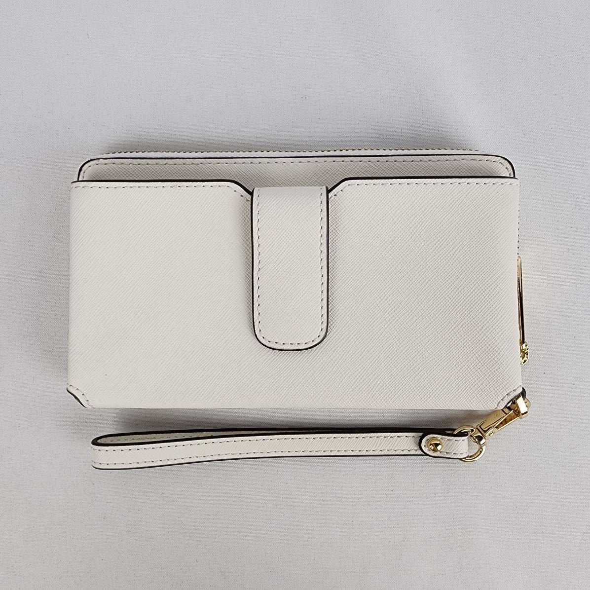Michael Kors White Leather Zip Around Wallet Phone Case