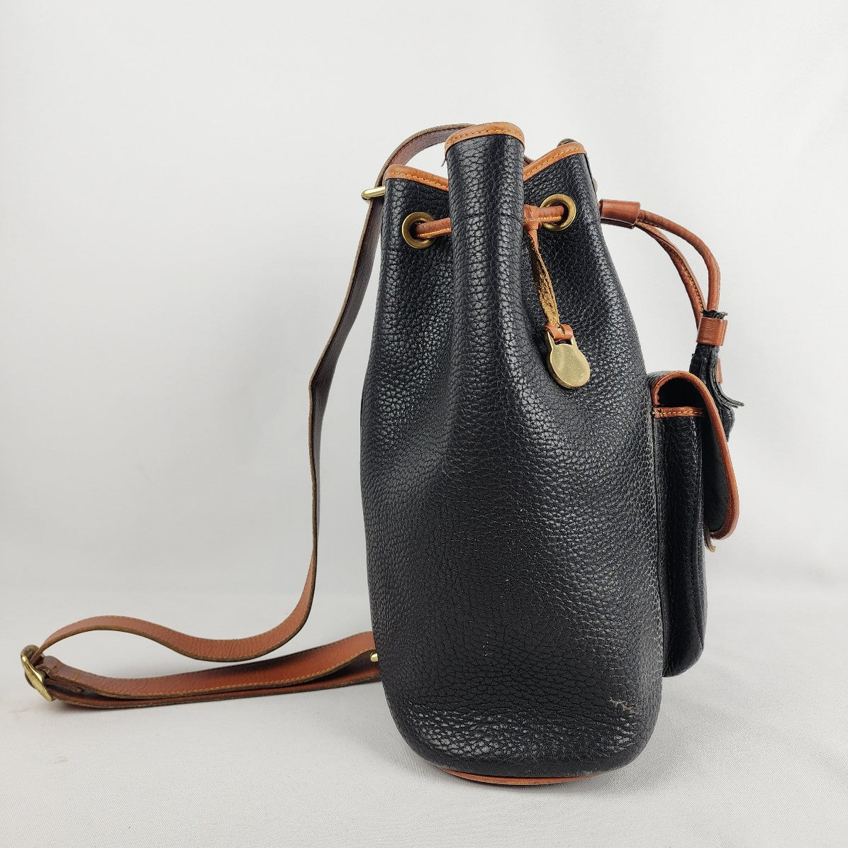Vintage Dooney & Bourke Black & Brown Leather Backpack Purse