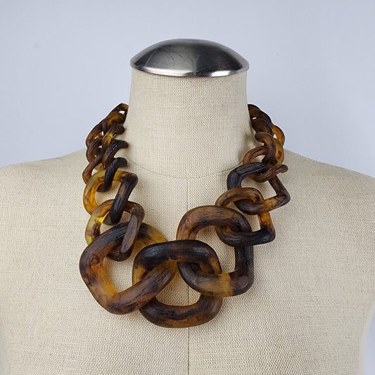 Brown Tortoise Scull Chunky Chain Necklace