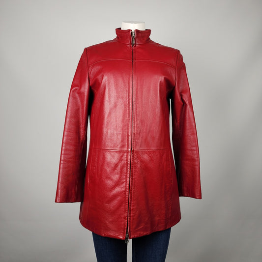Danier Thermolite Red Leather Zip Up Jacket Size S