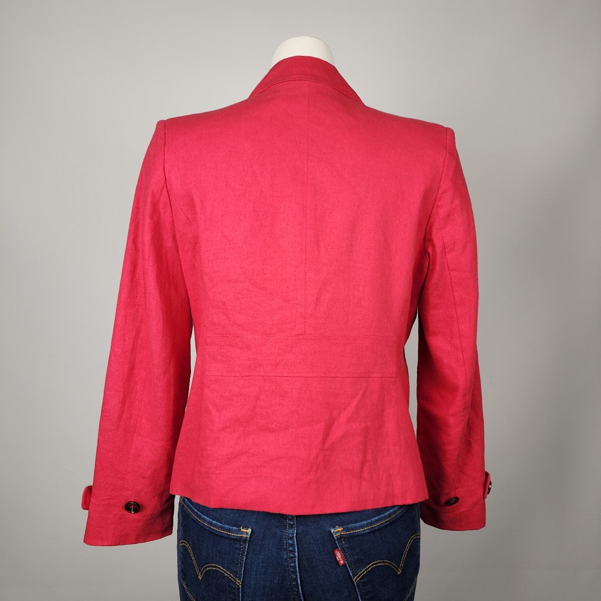 Tradition Red Linen Button Up Blazer Size 10P