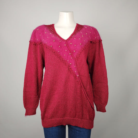 Vintage Franco Valeri Pink & Gold Knit Sweater Size S
