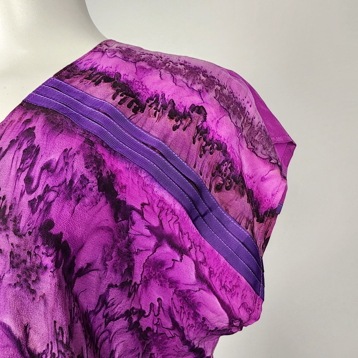 Vintage Purple Silk Short Sleeve Top Size L