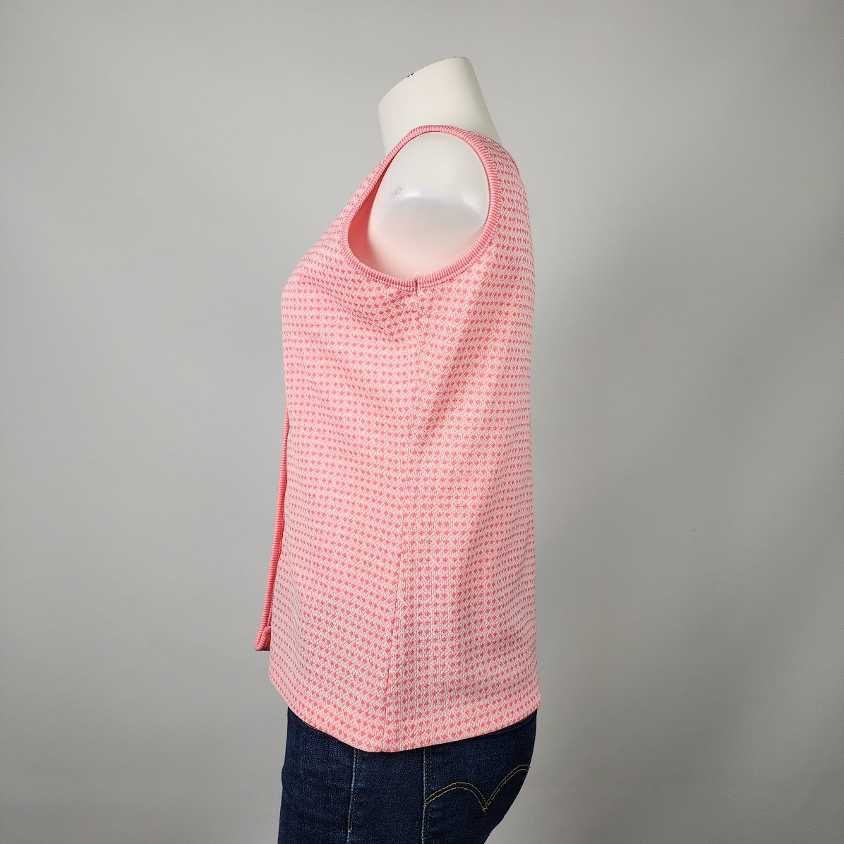 Vintage Pink Gingham Button Up Sleeveless Top Size M