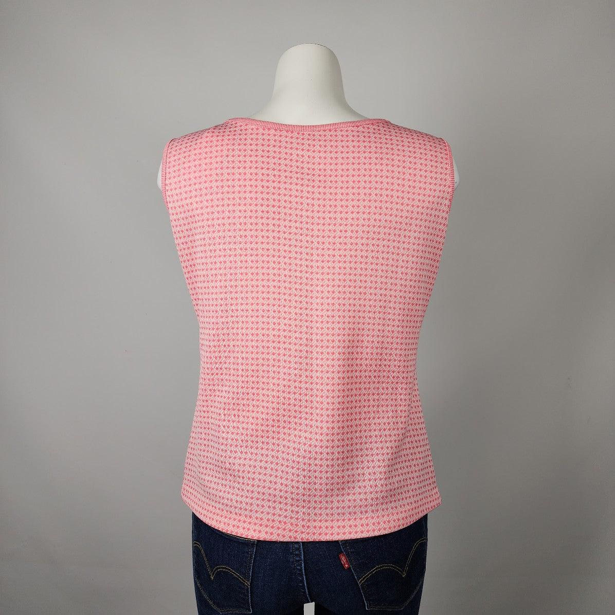 Vintage Pink Gingham Button Up Sleeveless Top Size M