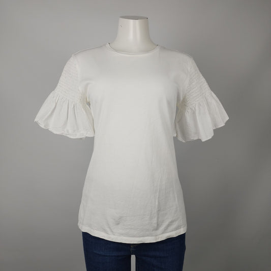 Maette White Cotton Flare Sleeve T-shirt Size M