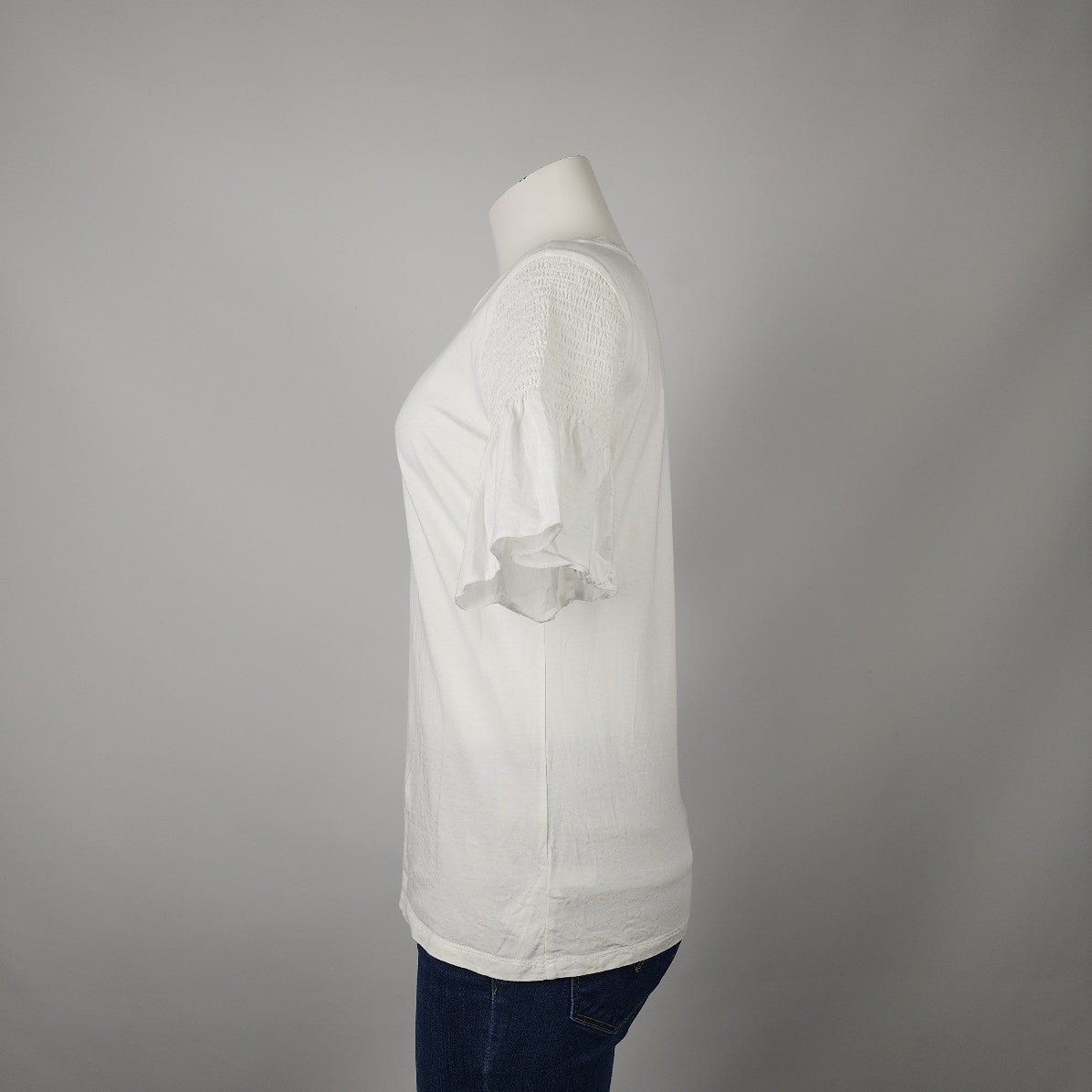 Maette White Cotton Flare Sleeve T-shirt Size M