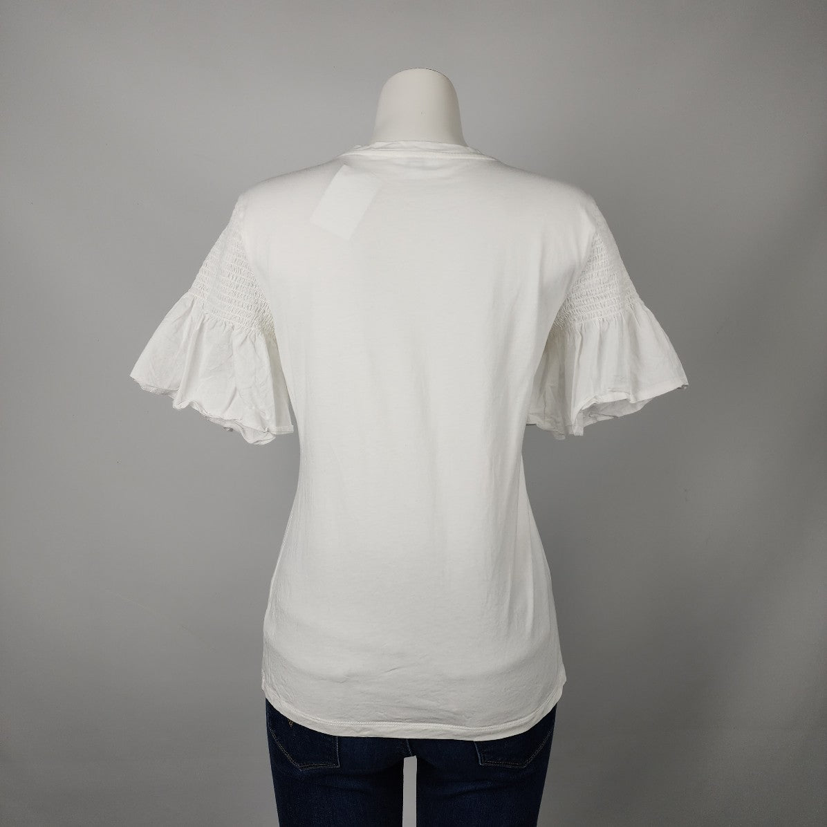 Maette White Cotton Flare Sleeve T-shirt Size M