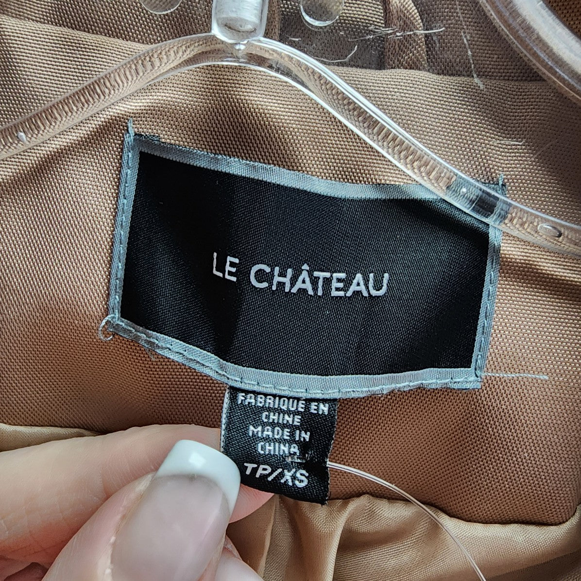 Le Chateau Taupe Zip Up Utility Jacket Size XS