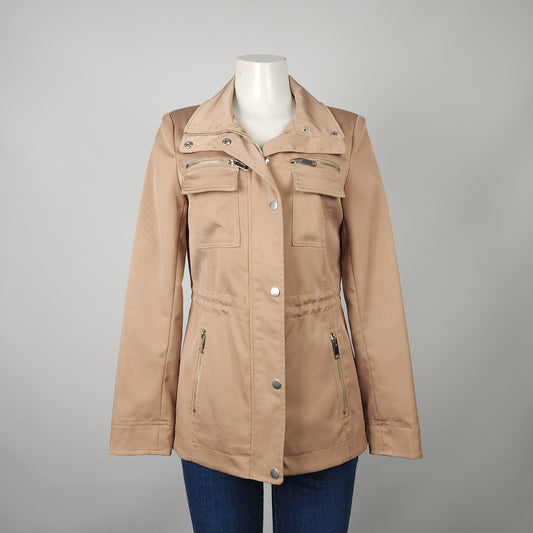 Le Chateau Taupe Zip Up Utility Jacket Size XS