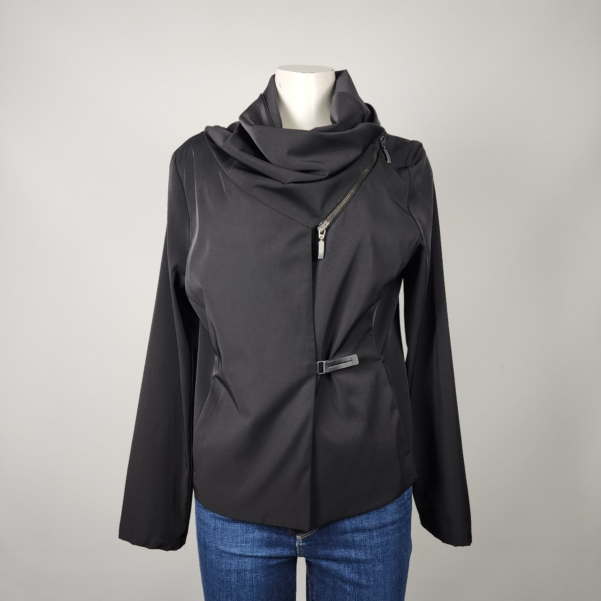 Peter O. Mahler Black Crossover Cowl Neck Jacket Size M