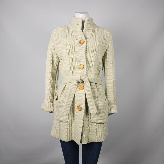 Vintage Marella Cream Knit Button Up Cardigan Size M